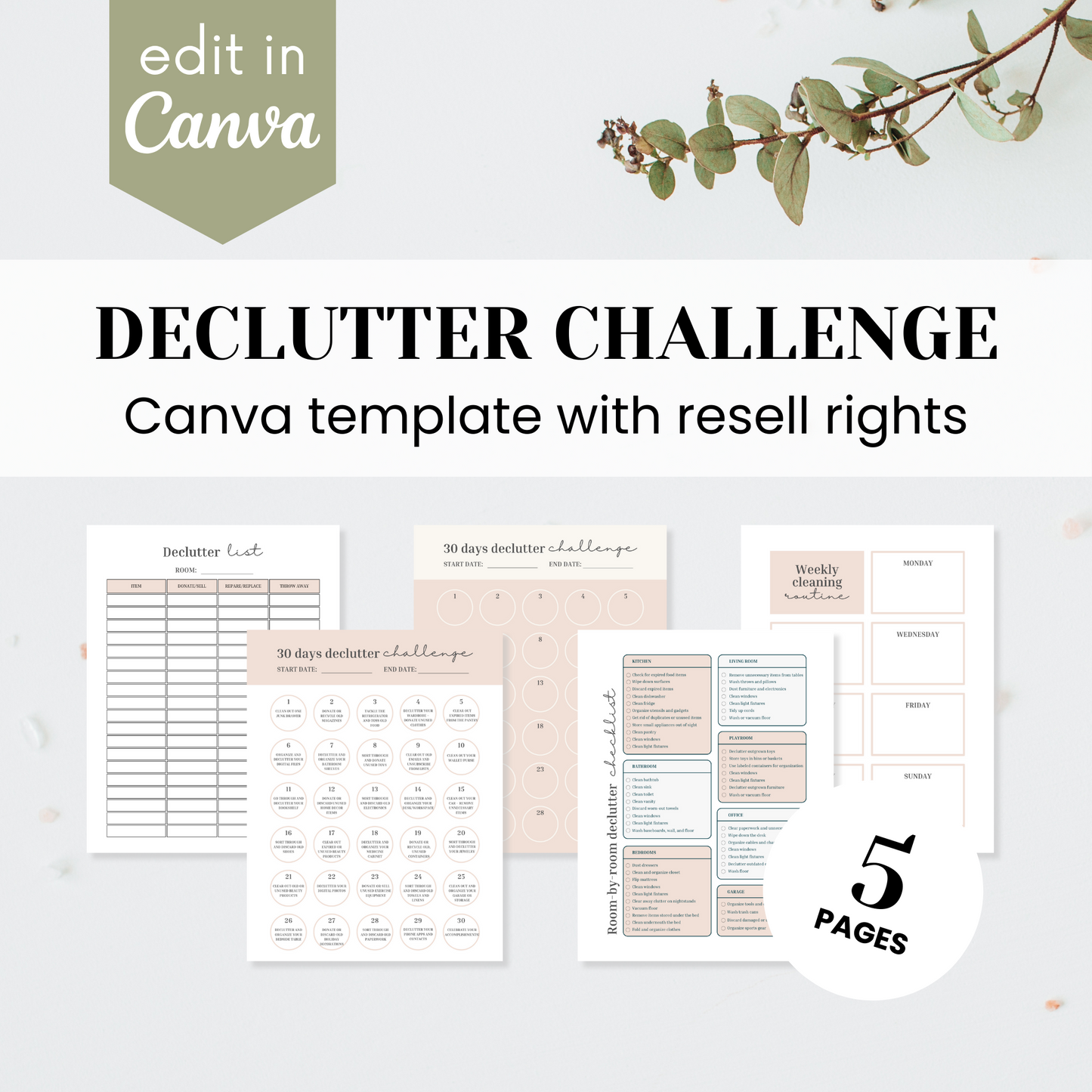 Declutter Challenge Template