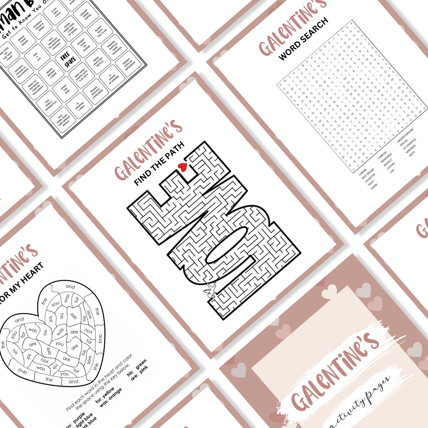 Galentine's Day Activity Sheets Templates