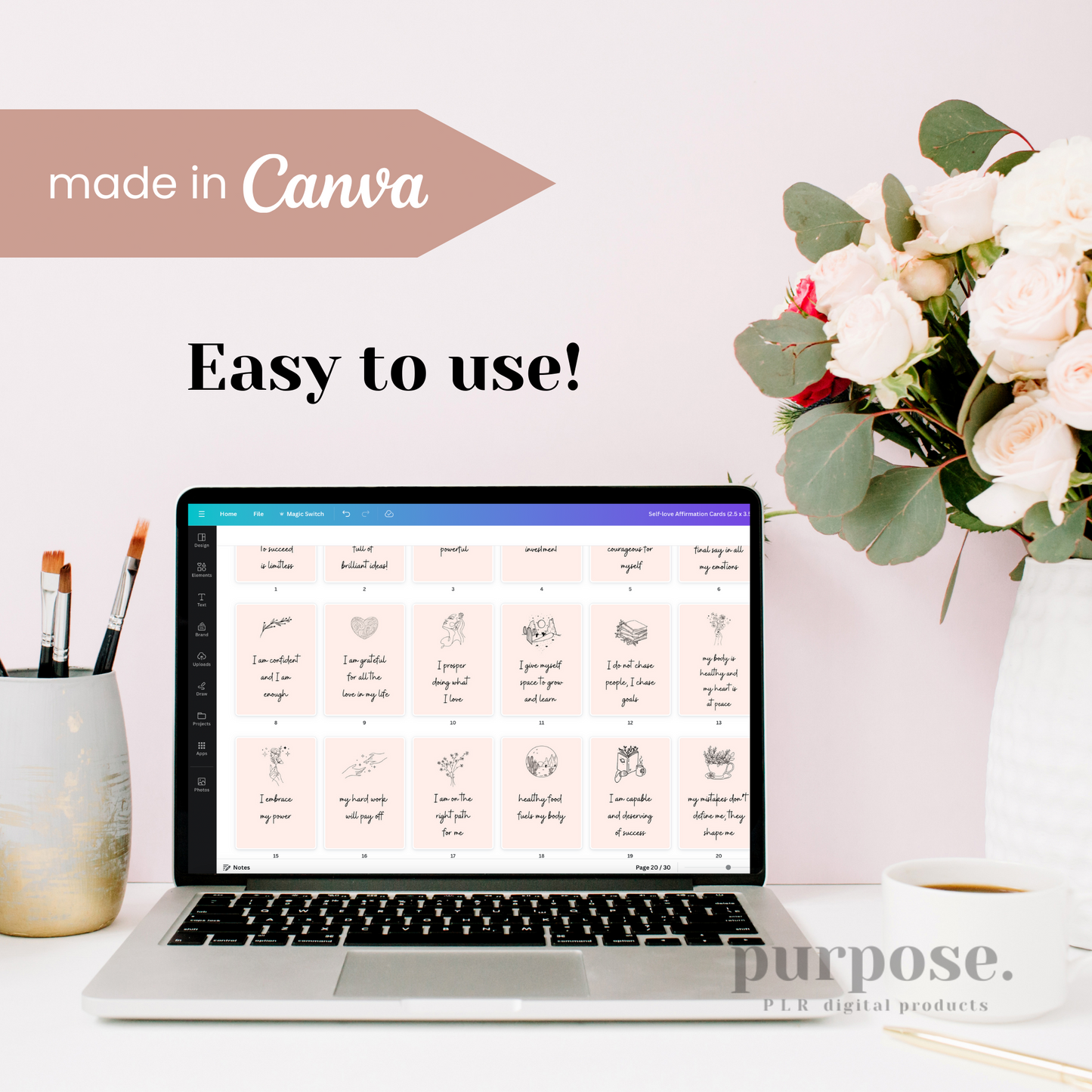 Self-Love Affirmation Cards Template