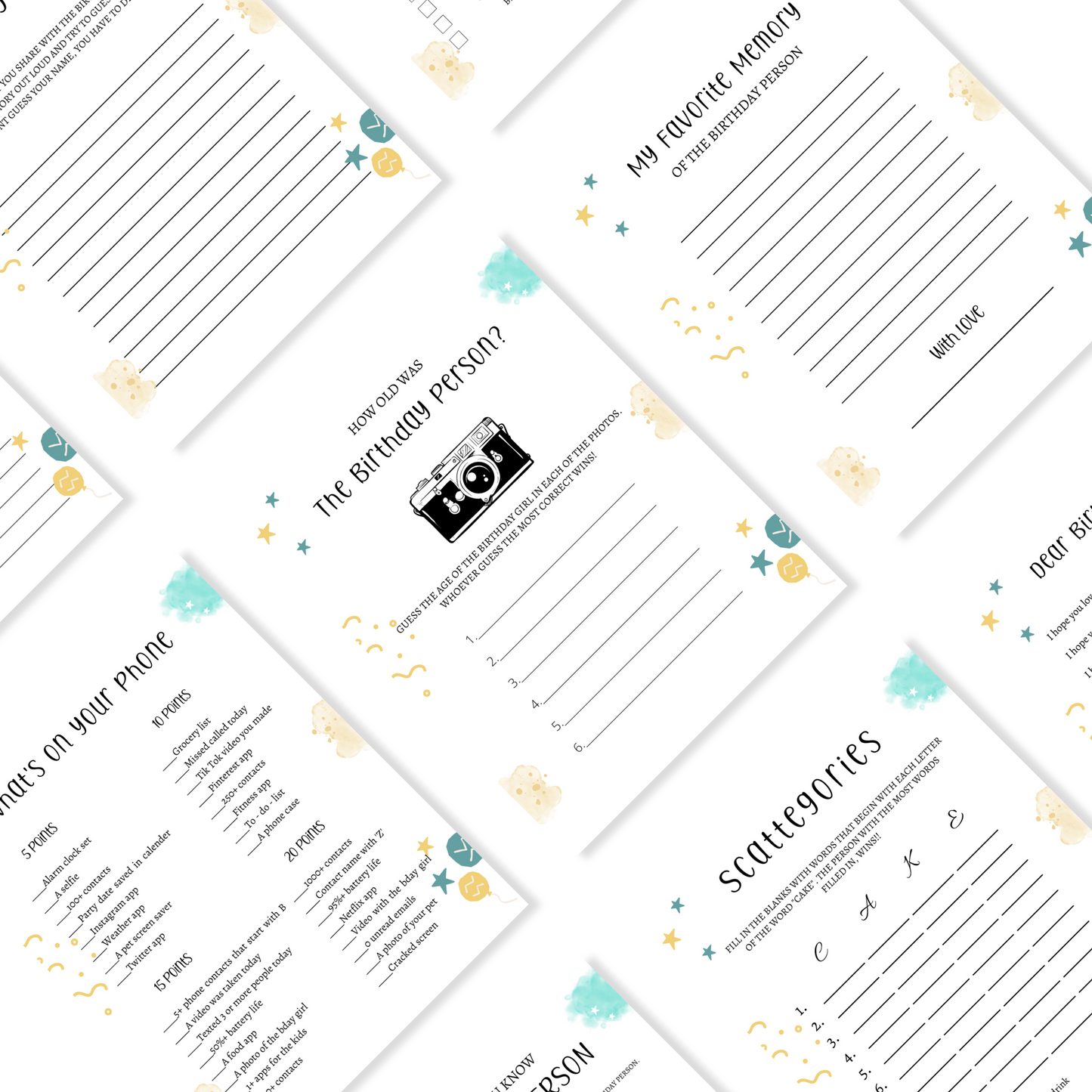 Birthday Party Games for Adults Template