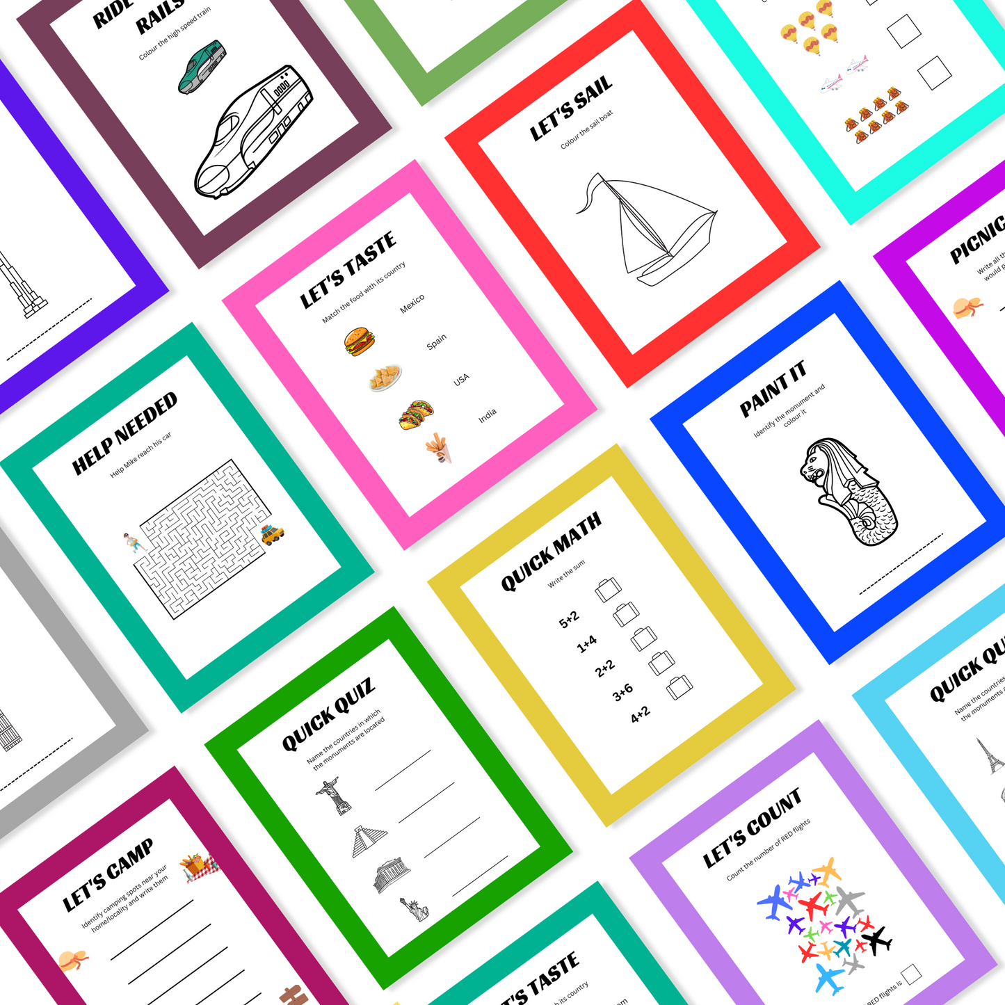 Travel-themed Kids Activity Book Template