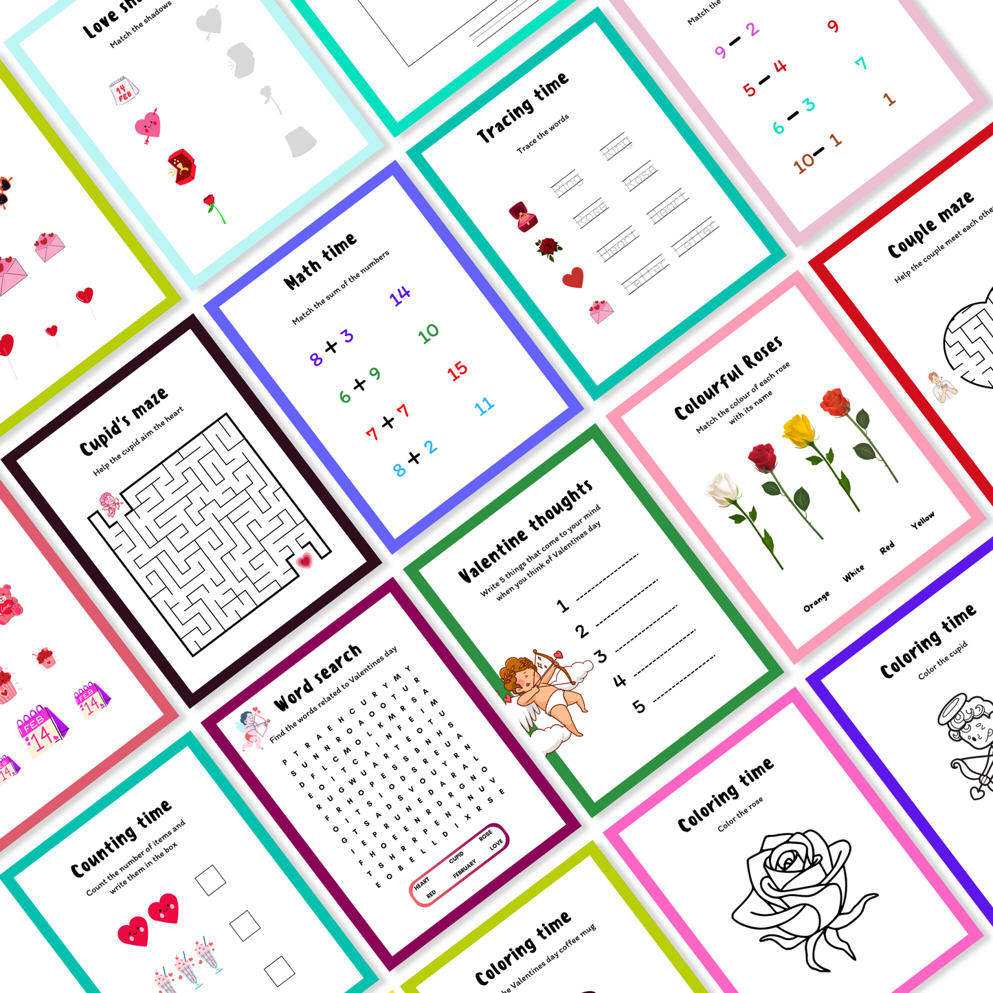 Kids Activity Book for Valentines Day Template