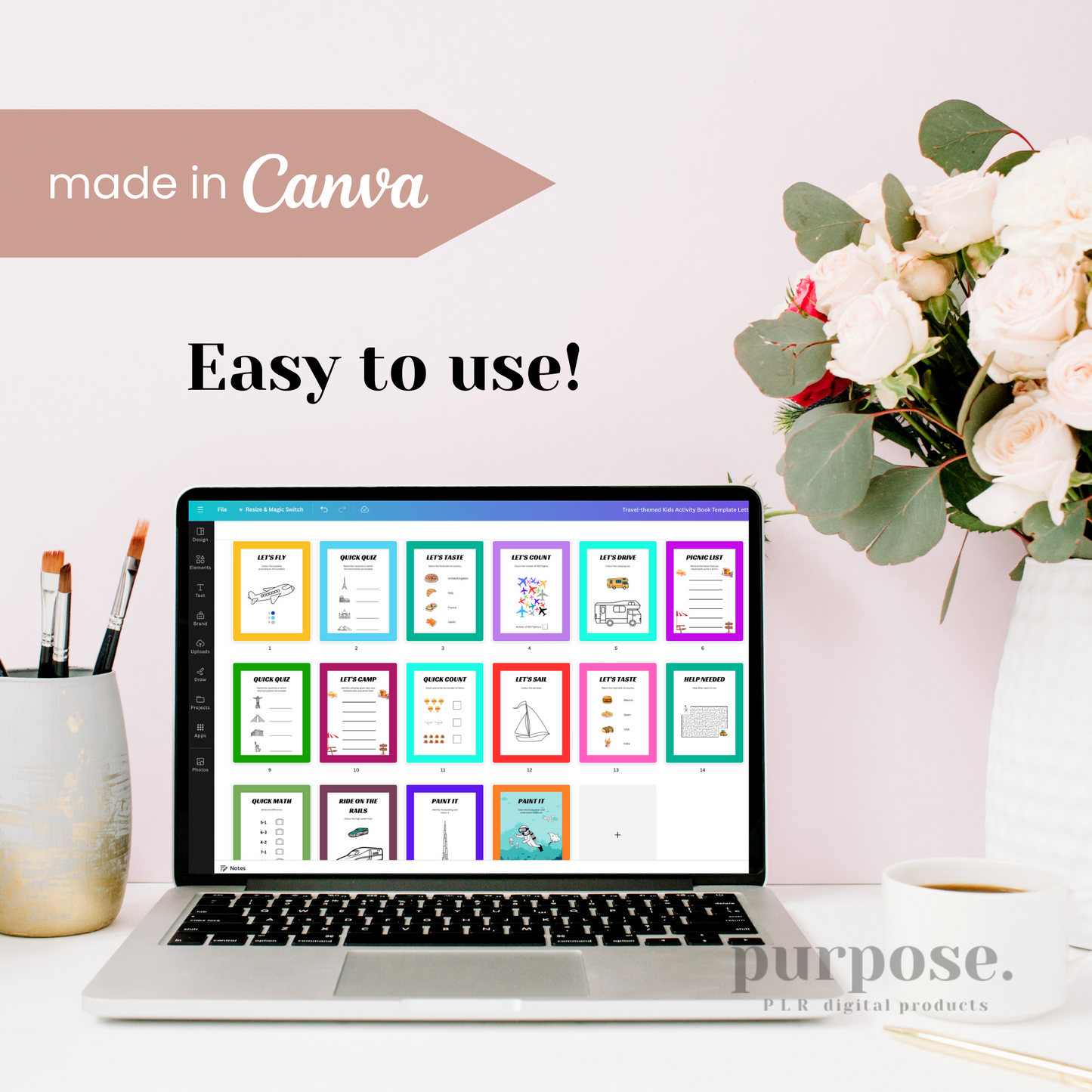 Travel-themed Kids Activity Book Template