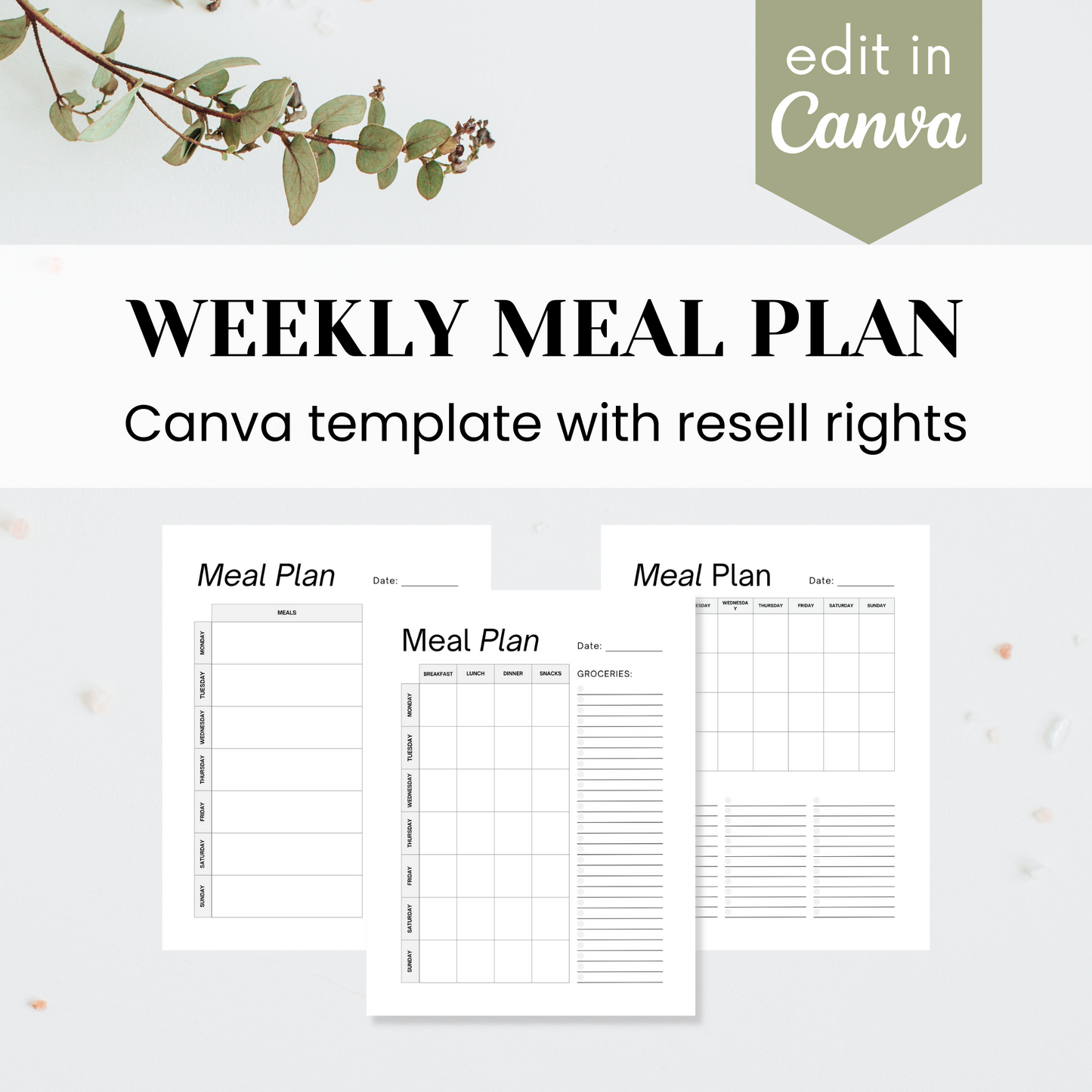 Weekly Meal Plan & Grocery List Template