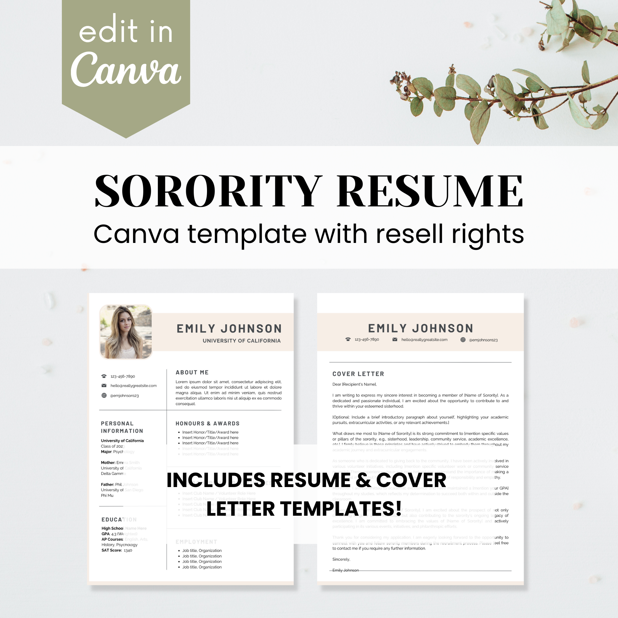 Sorority Resume Template purposeplr