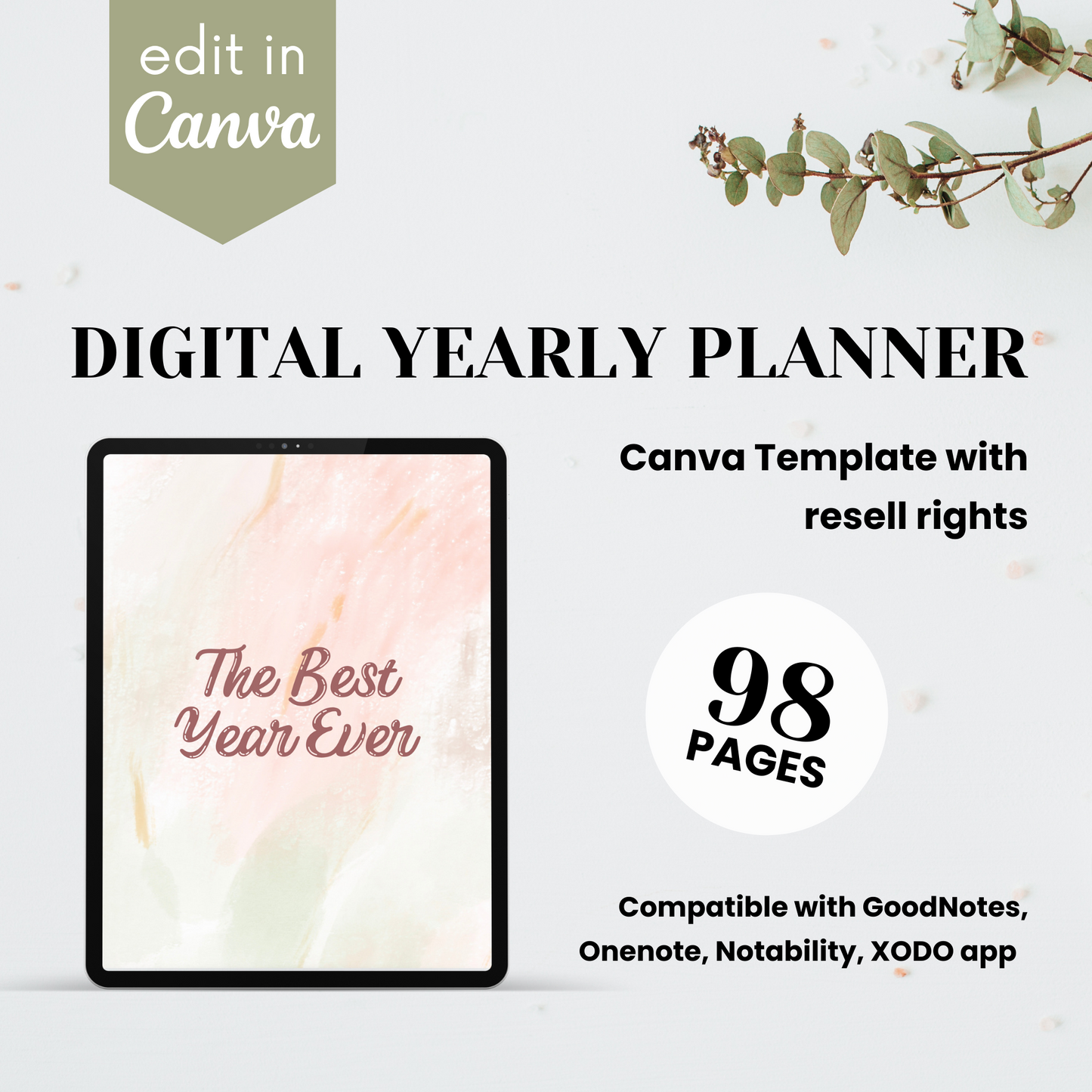 Yearly Digital Planner Template