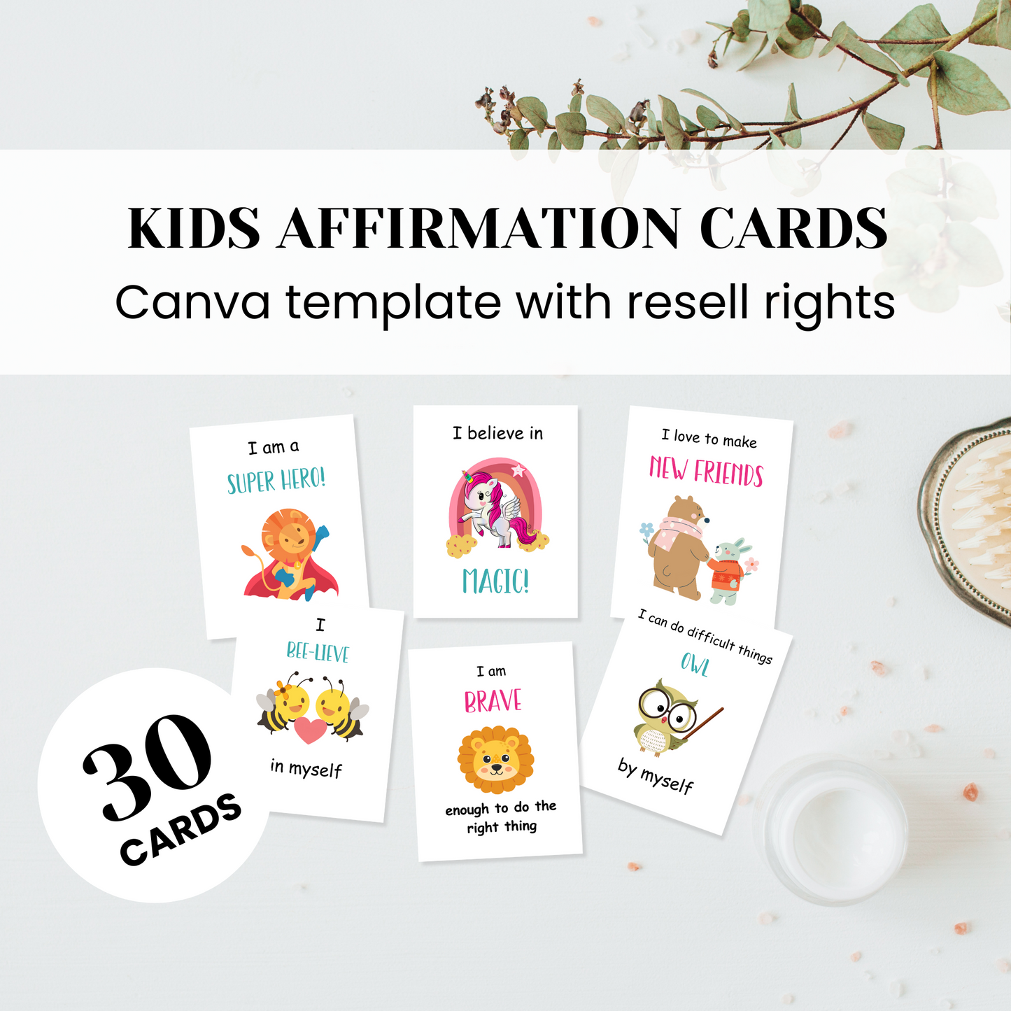 Kids Affirmation Cards Template