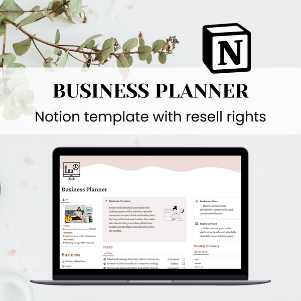 Business Planner Notion Template – purposeplr
