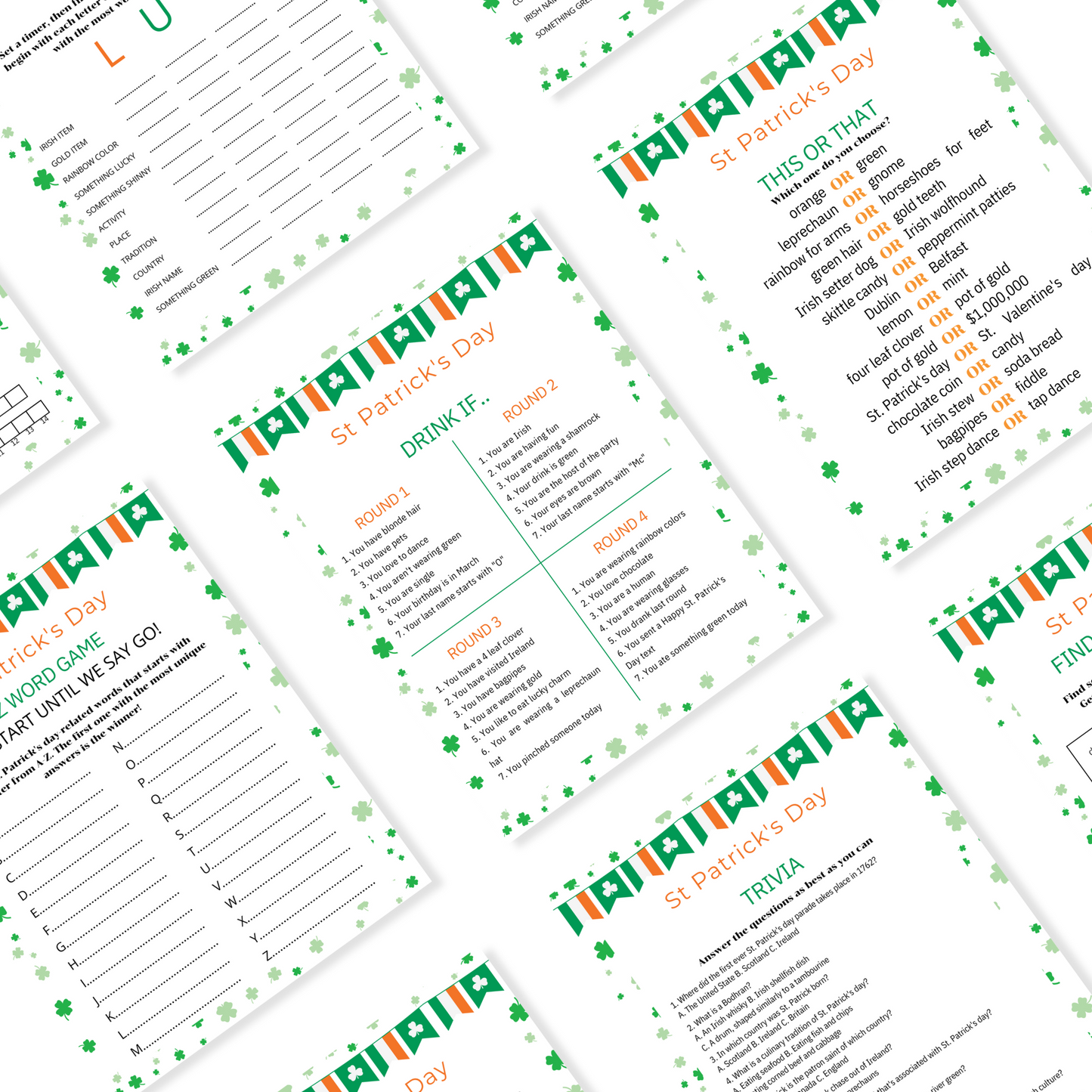 St. Patrick's Day Games Templates