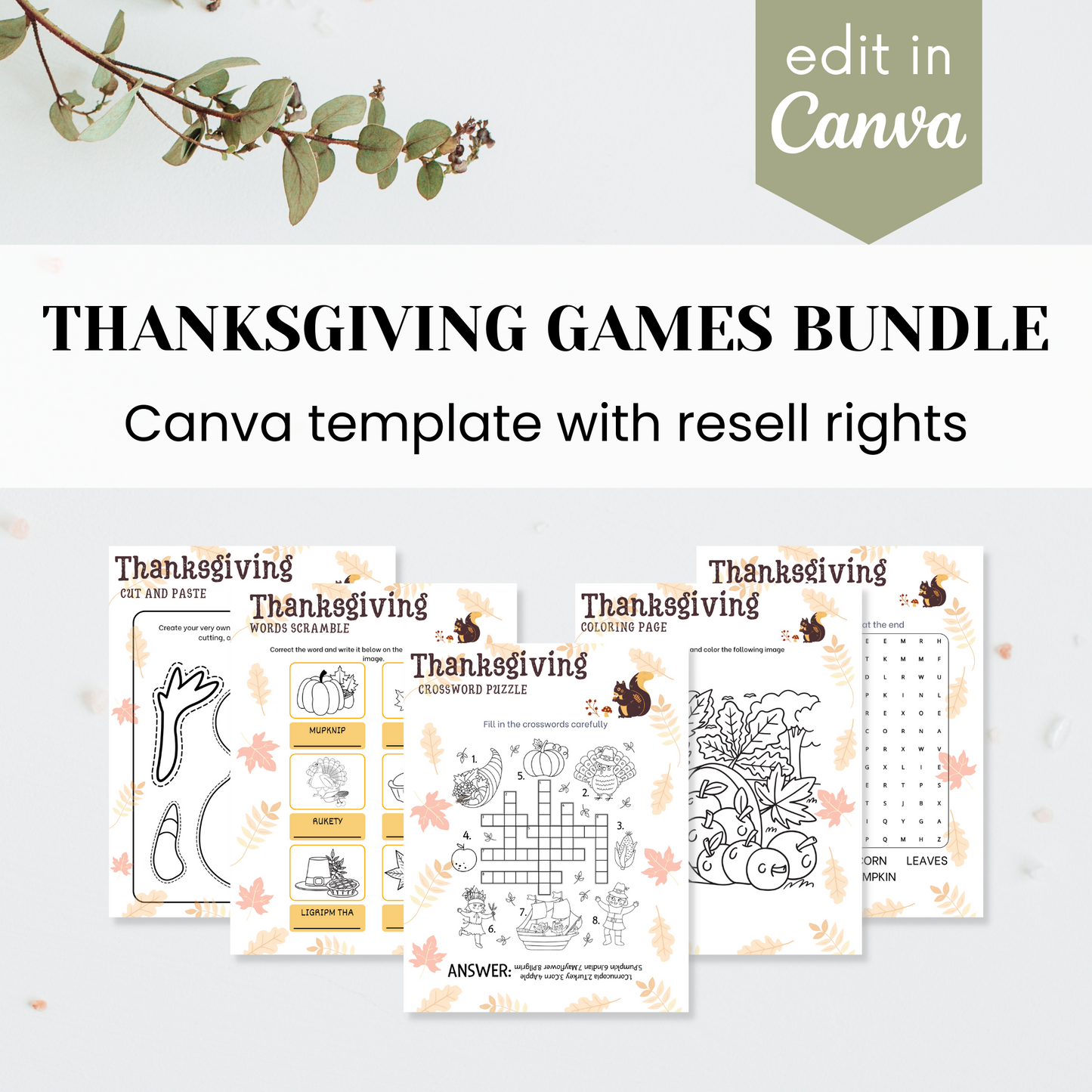Thanksgiving Games Bundle Template
