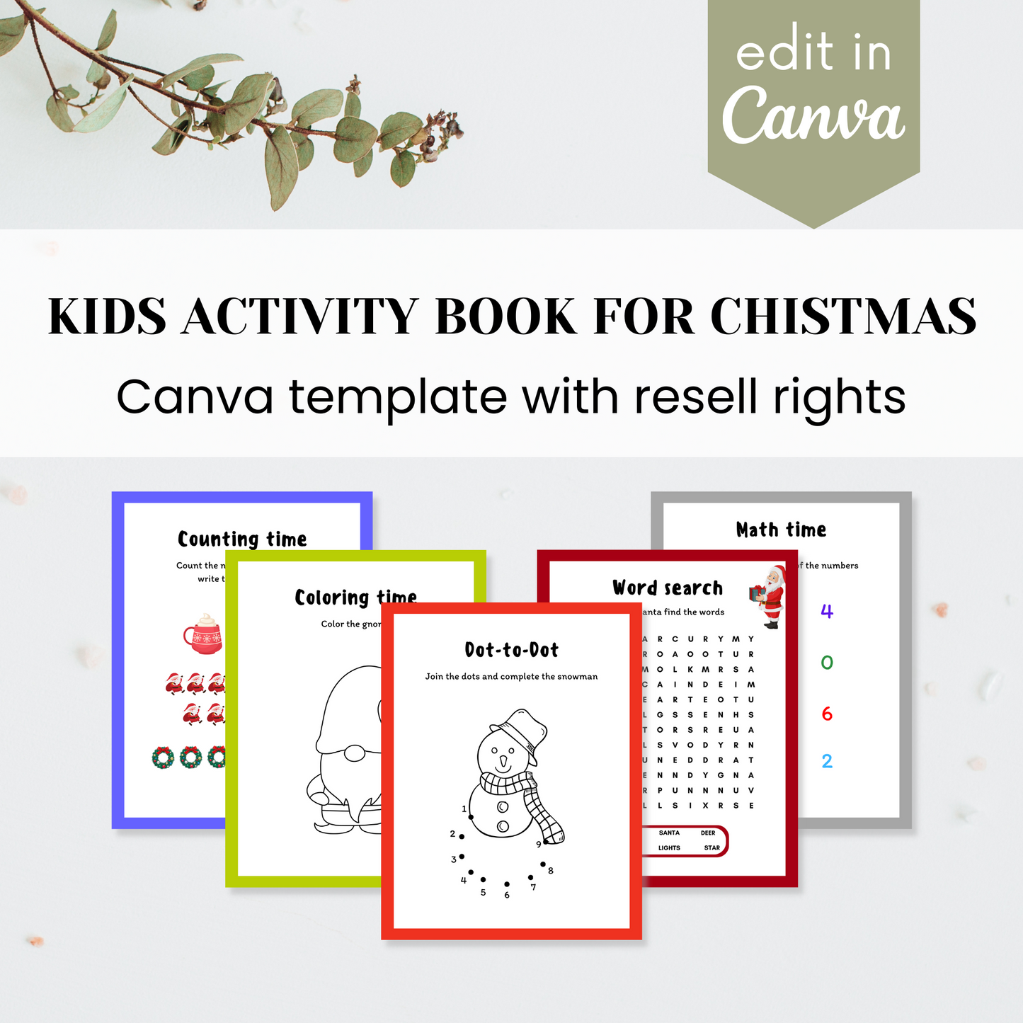 Kids Activity Book for Christmas Template