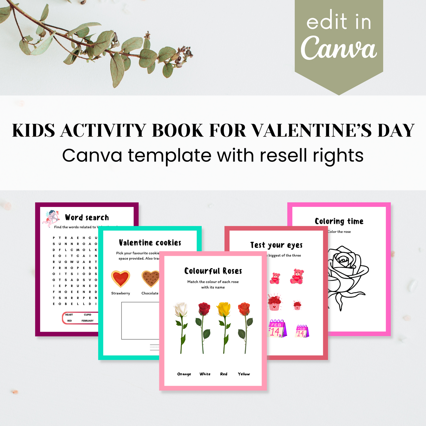 Kids Activity Book for Valentines Day Template