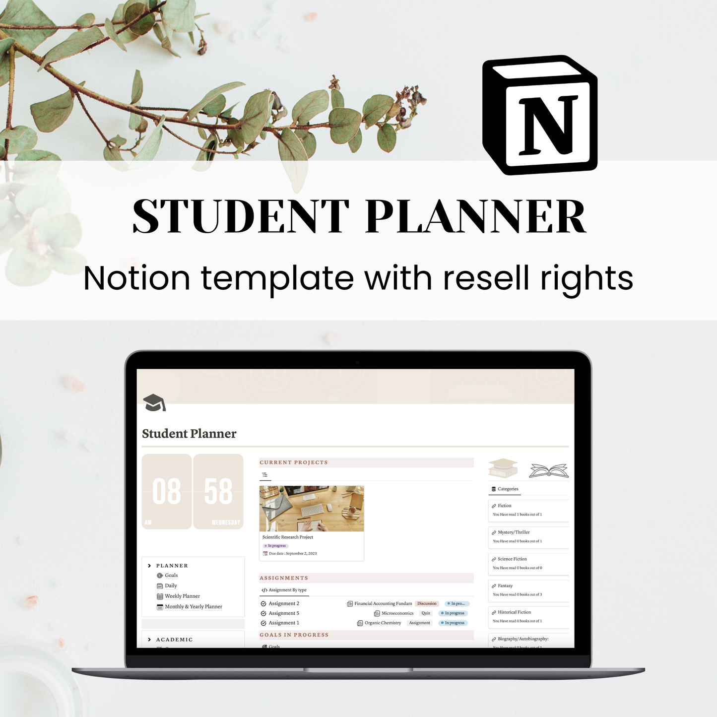 Student Planner Notion Template