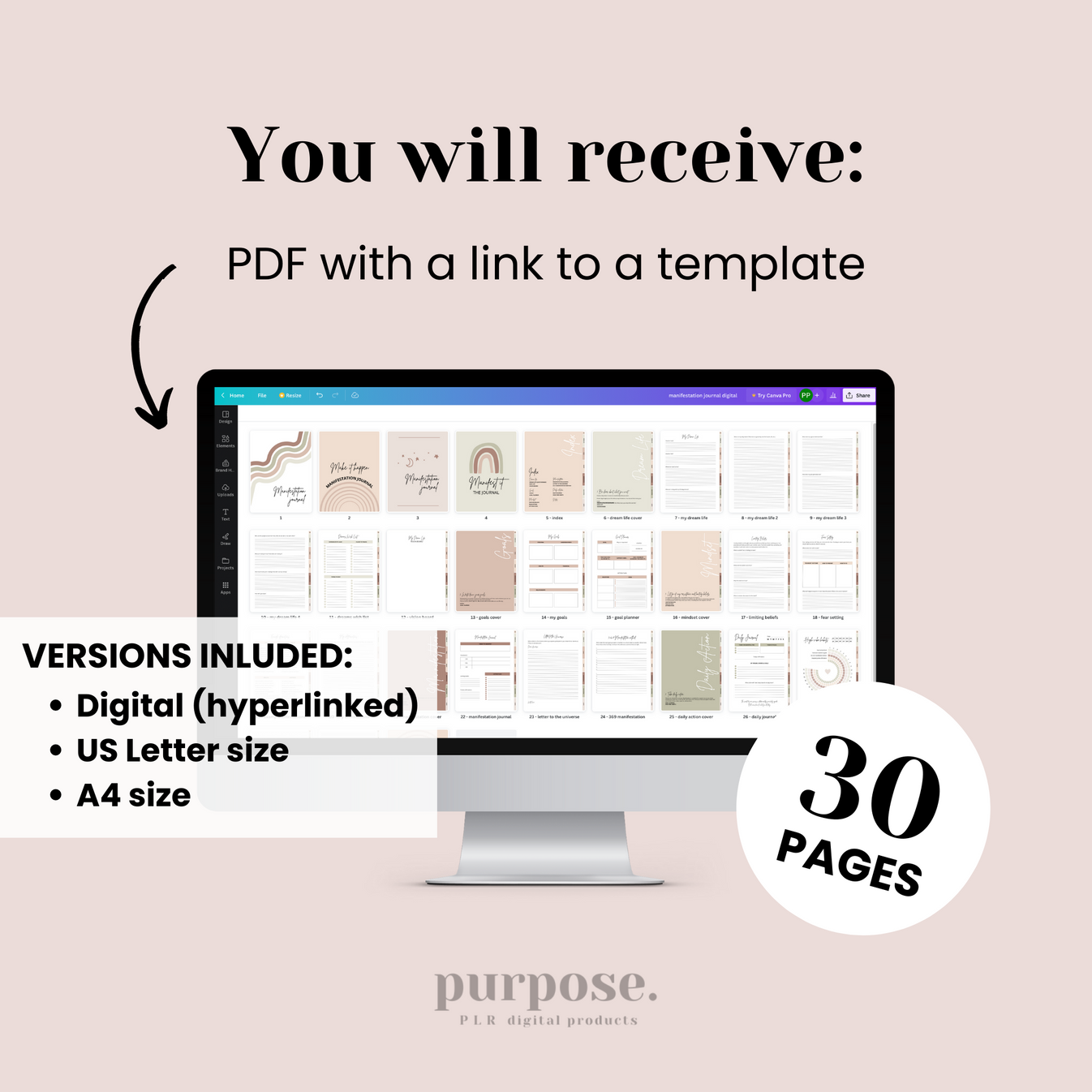 Manifestation Journal Template purposeplr